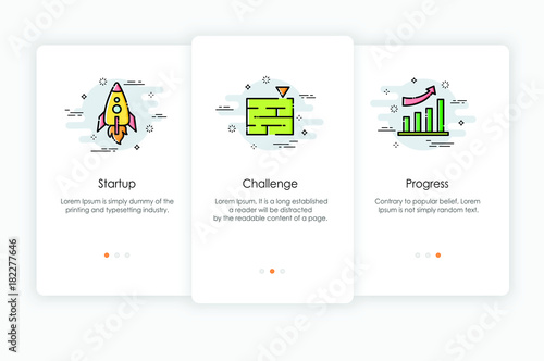 Onboarding screens design in business concept. Modern and simplified vector illustration, Template for mobile apps.
