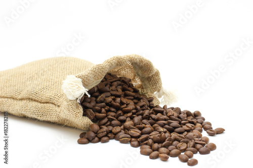 Fresh coffee beans in white background 
