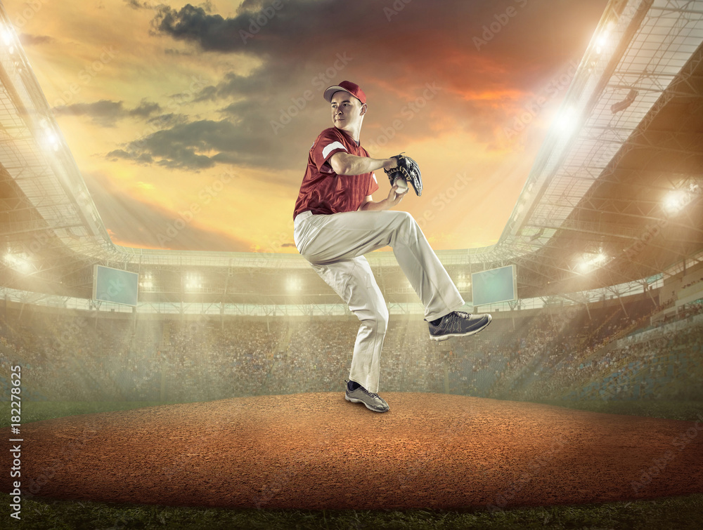 Baseball players in action on the stadium. Baseball players in action on the stadium.