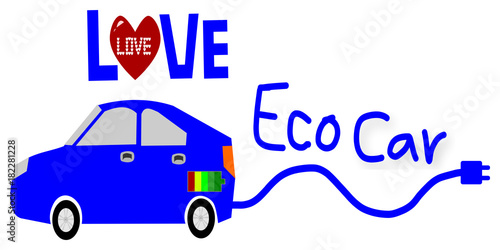 Love Eco car Vector illustration