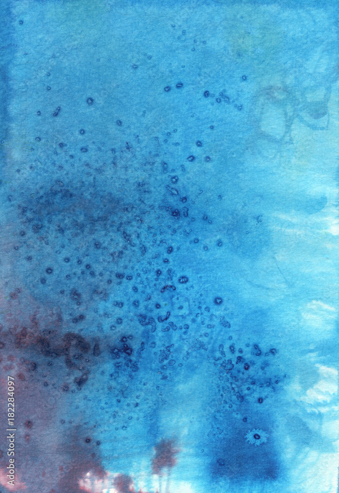 Illustrazione Stock Texture sfondo acquerello blu con macchie di sale