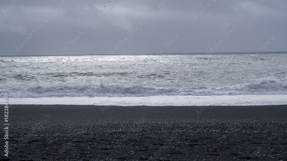 Vik, Iceland famous landmark black beach