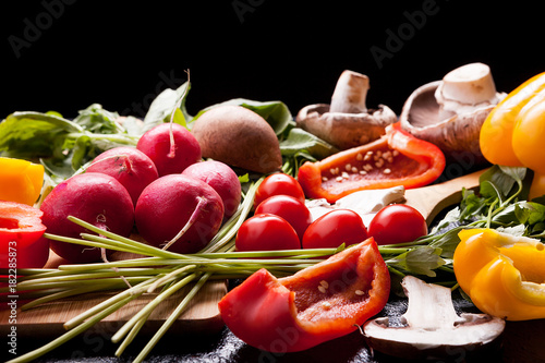 Healthy lifestyle concept image with different vegetables lying on the table