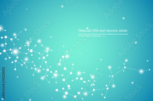 Abstract molecule background, genetic and chemical compounds, connected lines with dots, medical, technological and scientific concept, vector illustration.