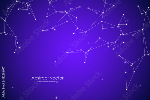 Global network connection with dots and lines. Polygonal linear digital texture, technological and scientific concept, vector illustration.