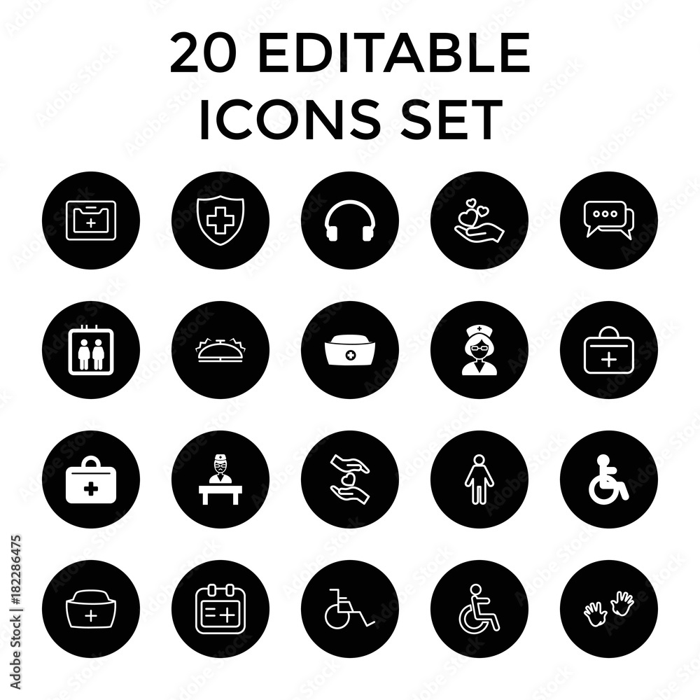 Set of 20 help filled and outline icons