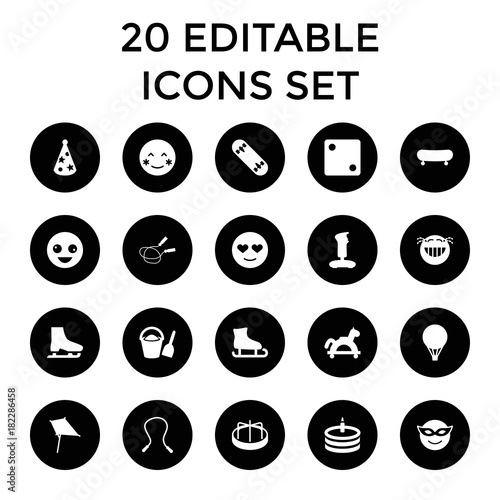 Set of 20 fun filled icons