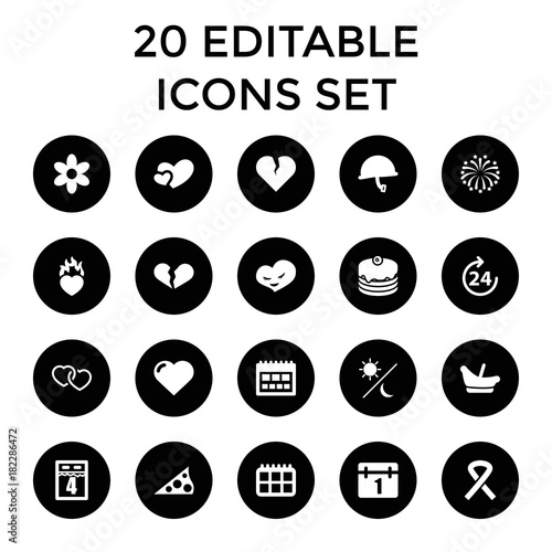 Set of 20 day filled icons