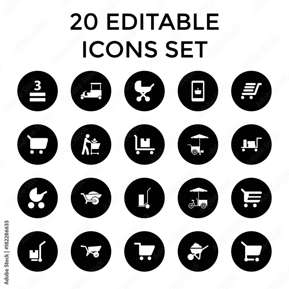 Set of 20 cart filled icons Set of 20 cart filled icons