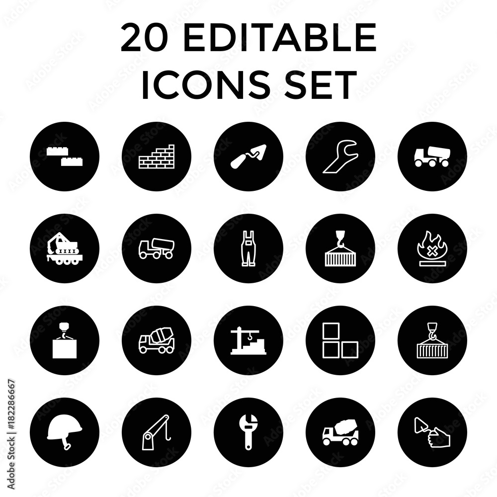 Set of 20 build filled and outline icons Set of 20 build filled and outline icons
