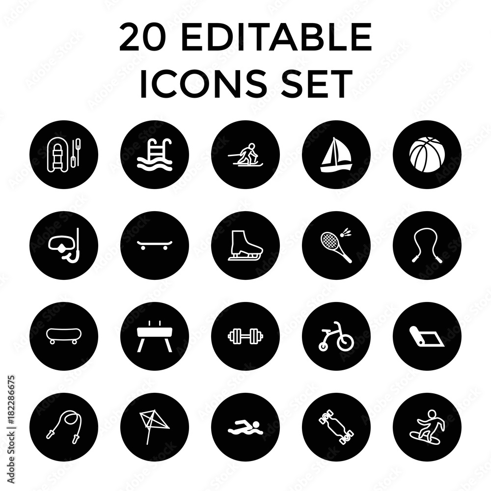 Set of 20 activity filled and outline icons Set of 20 activity filled and outline icons