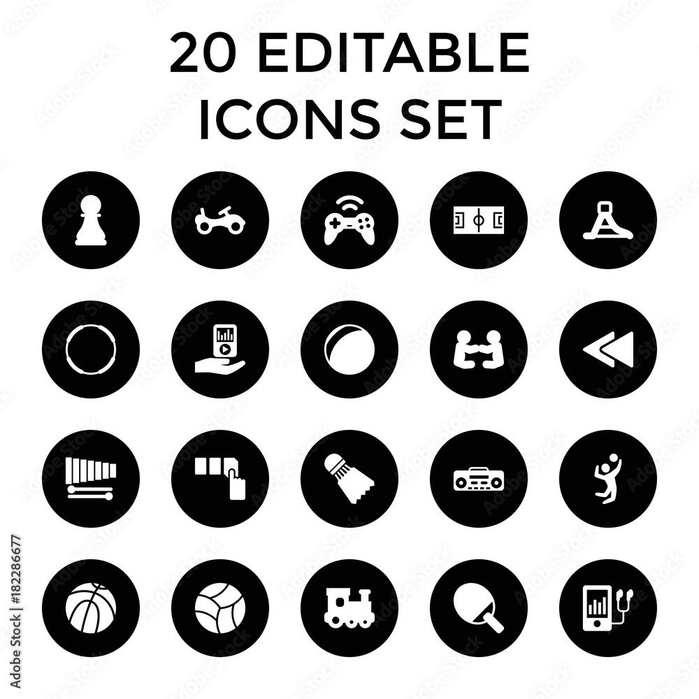 Set of 20 play filled icons Set of 20 play filled icons