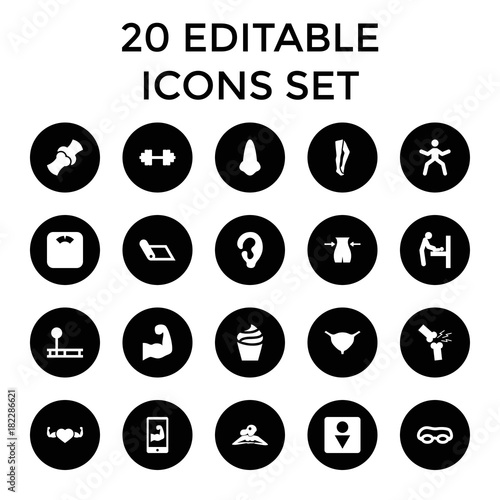 Set of 20 body filled icons