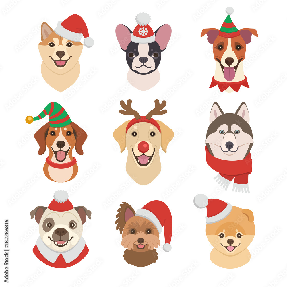 cute christmas dog cartoon