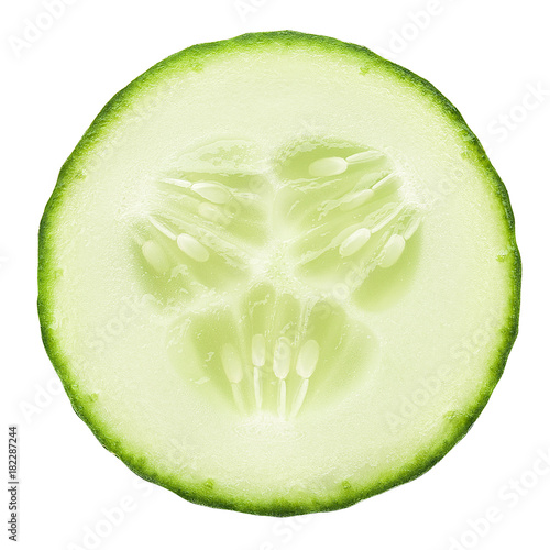 fresh juicy slice cucumber on a white background, isolated, clipping path