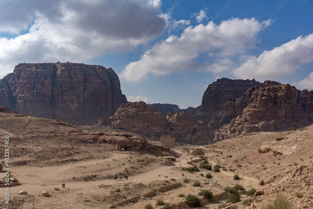 Panoramic view of the Rose City of Petra from the high tombs