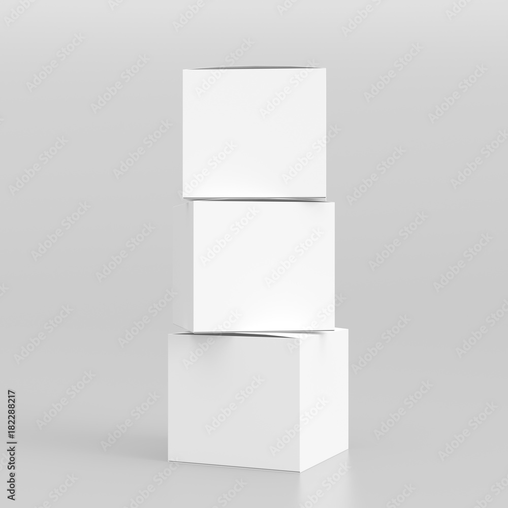 Three boxes mockup, 3D rendering Three boxes mockup, 3D rendering