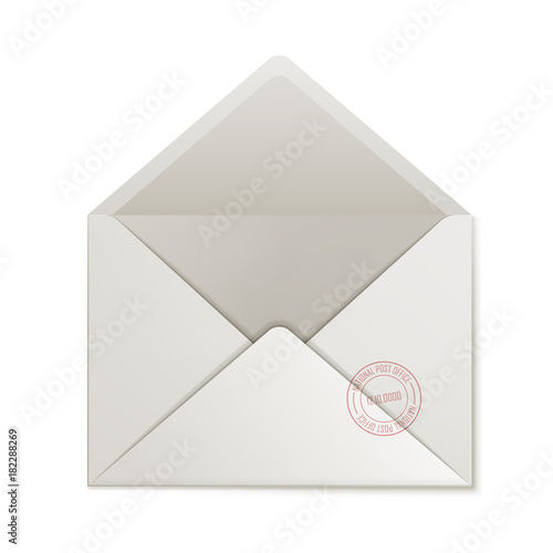 Opened empty cover, isolated. Vector illustration of mail envelope template. Mail, message, delivery, service concept