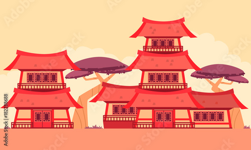 China Old Town. Flat design. Vector illustration