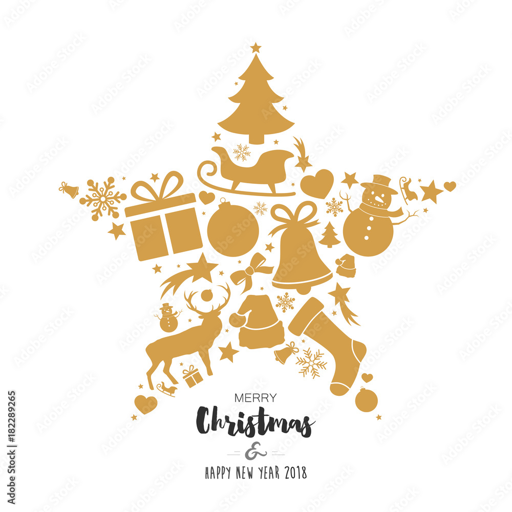Christmas star with golden decorations Christmas star with golden decorations