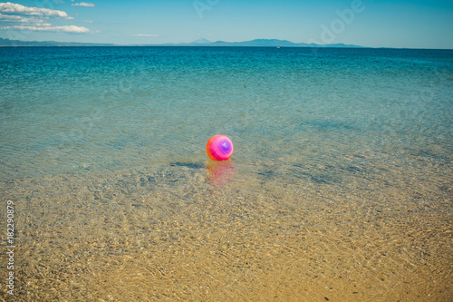pink ball swim on sea or ocean water