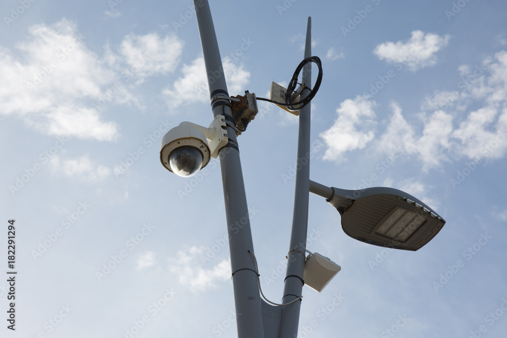 security camera on street road and urban video security camera on street road and urban video