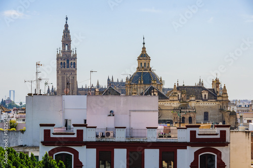 Aerial view of the Old Town in Seville, Spain