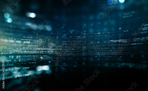 Abstract tech background. Floating Numbers HUD Background. Matrix particles grid virtual reality..Smart build. Grid core. Hardware quantum form. photo