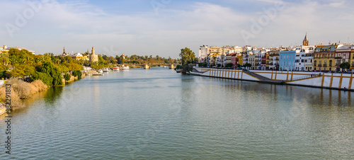 View from the Triana Bridge in Seville, Spain