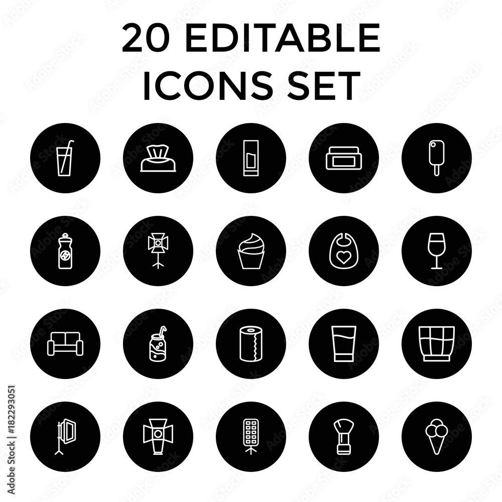Set of 20 soft outline icons Set of 20 soft outline icons