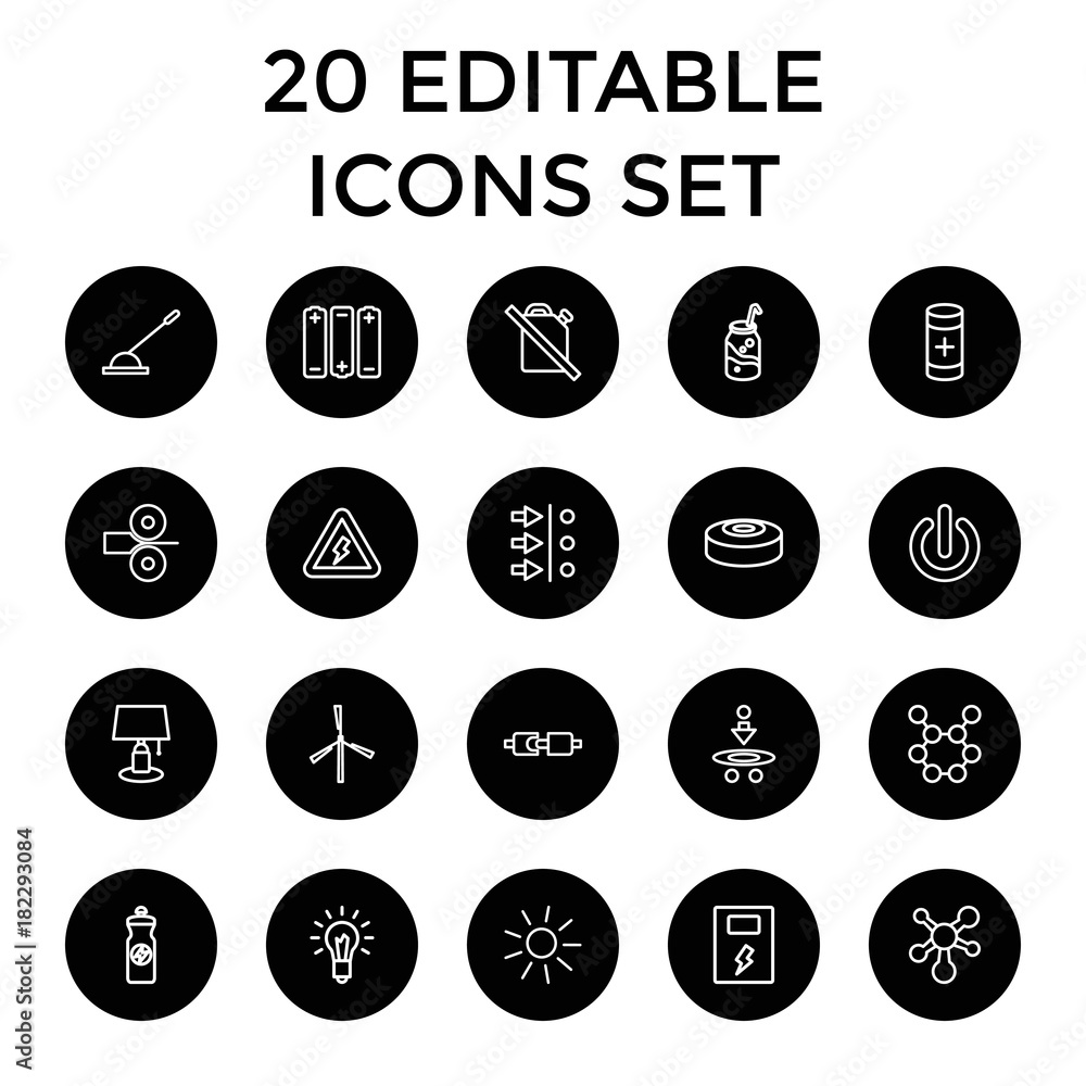 Set of 20 energy outline icons Set of 20 energy outline icons