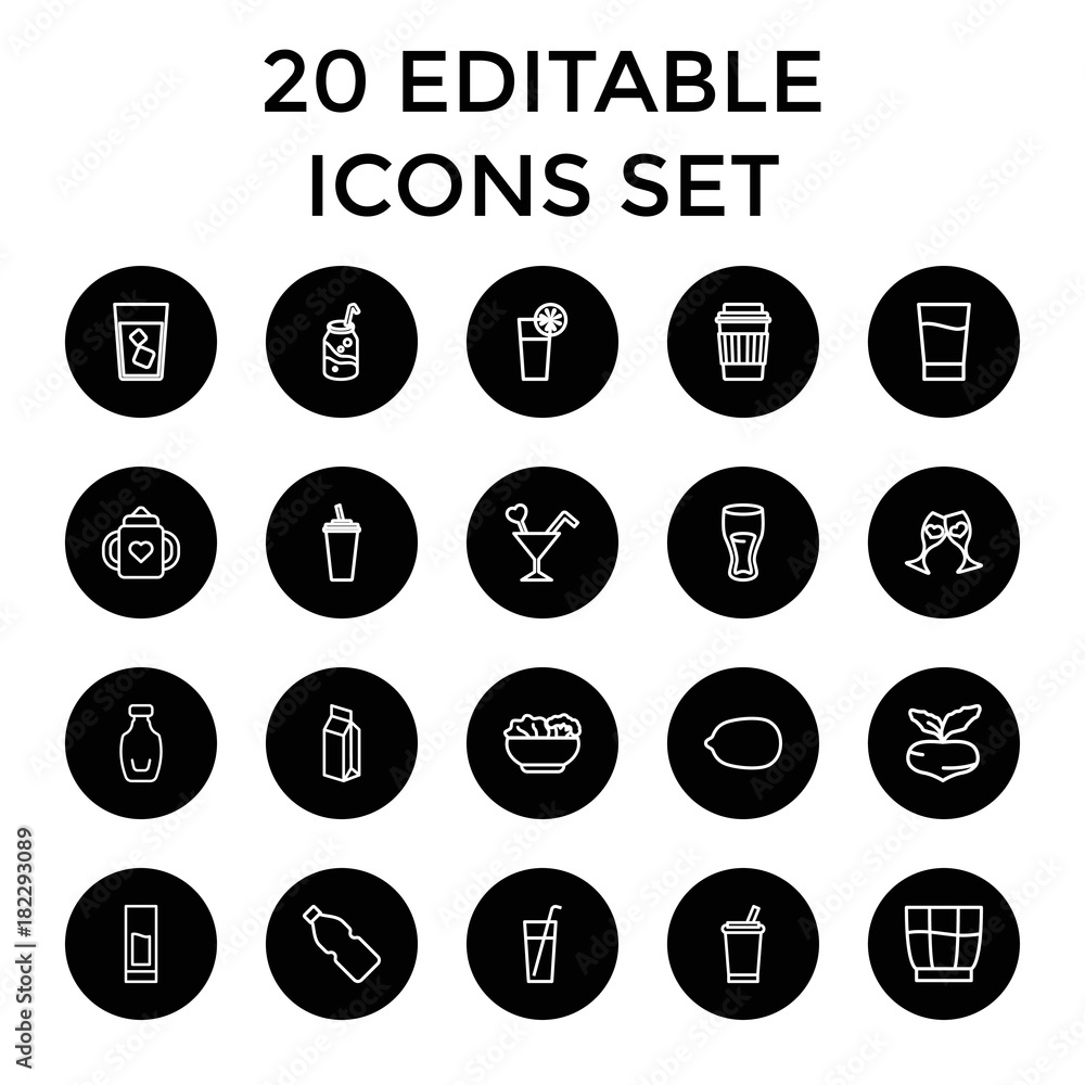 Set of 20 juice outline icons Set of 20 juice outline icons