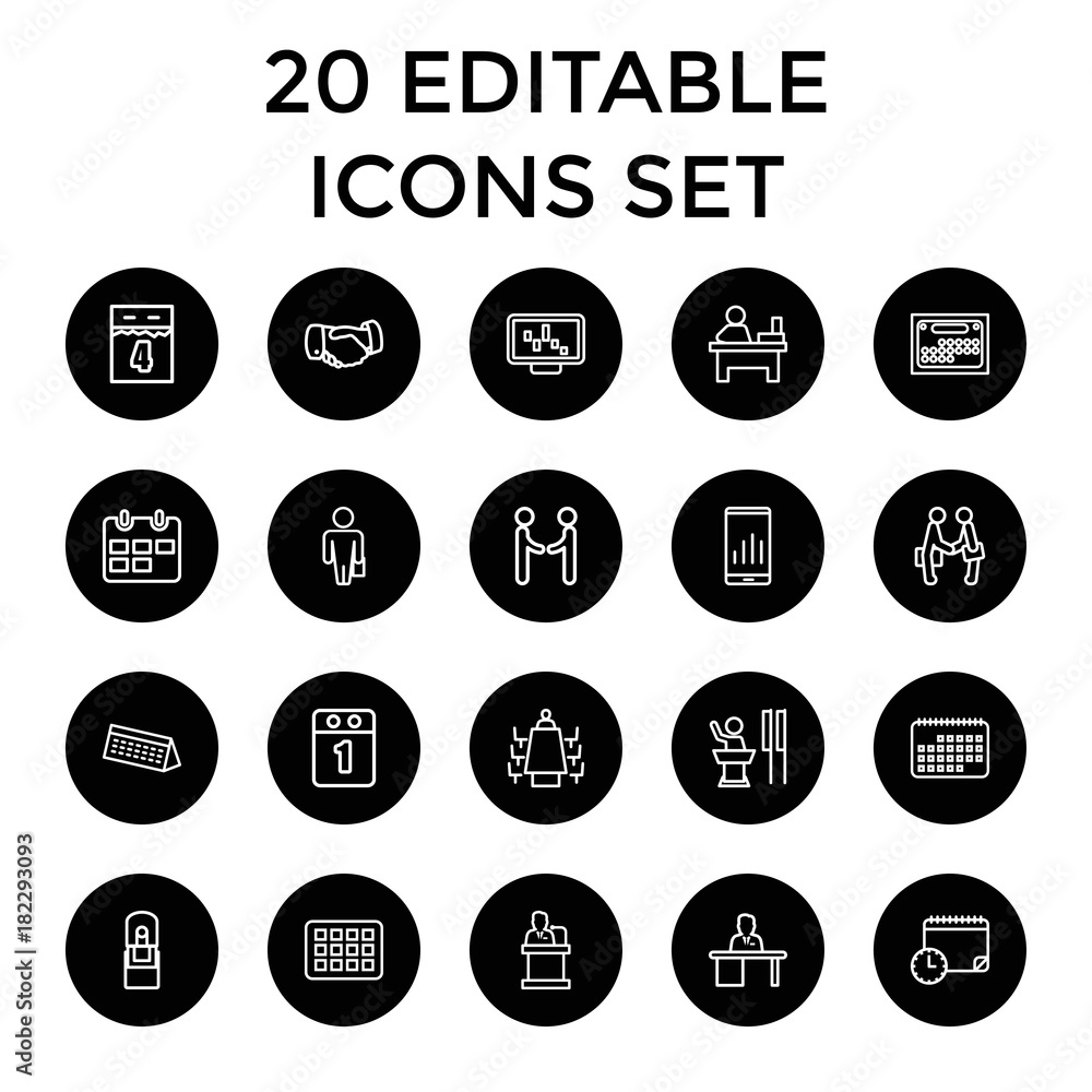 Set of 20 meeting outline icons