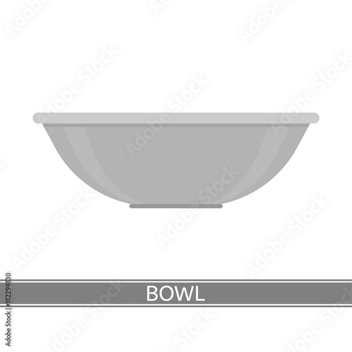 Vector illustration of steel bowl isolated on white background. Camping equipment for cooking.