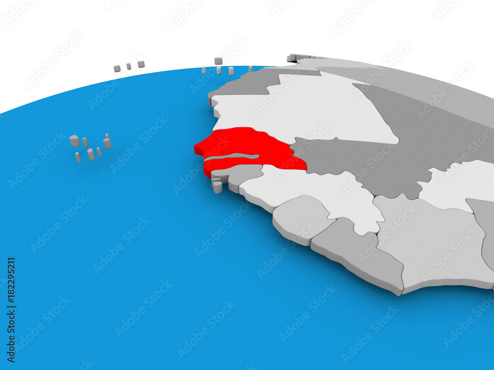 Fototapeta premium Senegal on political globe