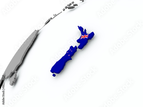 Flag of New Zealand on grey globe