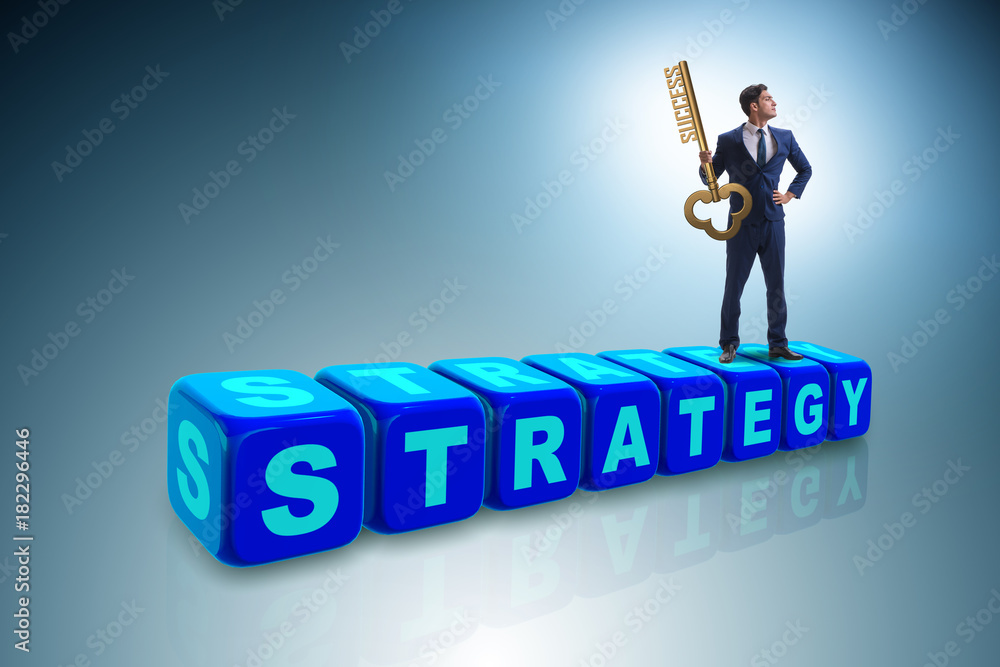 Businessman in strategy business concept with key Businessman in strategy business concept with key