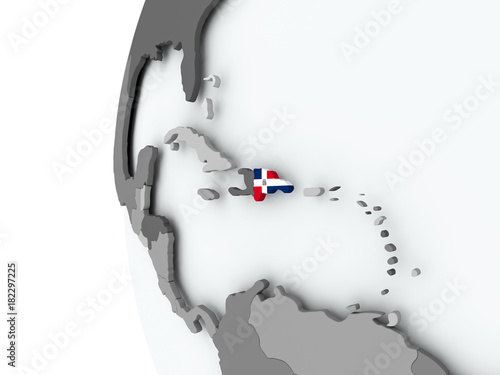 Dominican Republic on globe with flag