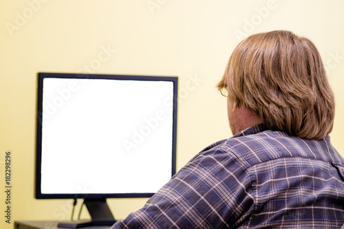 A Man staring at a blank screen