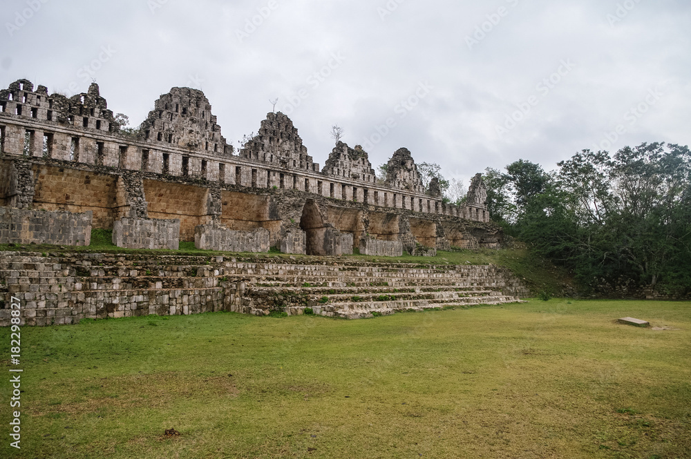 The archaeological area Uxmal, the ruins of the palace. Mexico