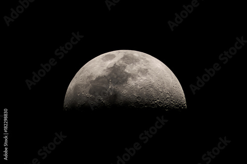 Close up of the first quarter half moon
