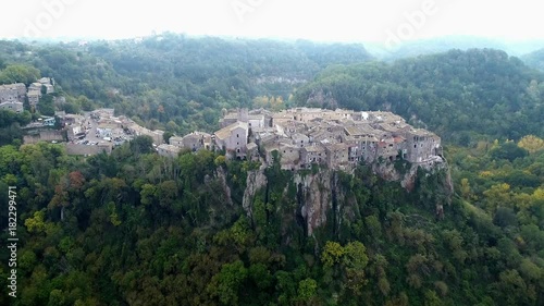 Aerial view of the village of Calcata in Viterbo 
