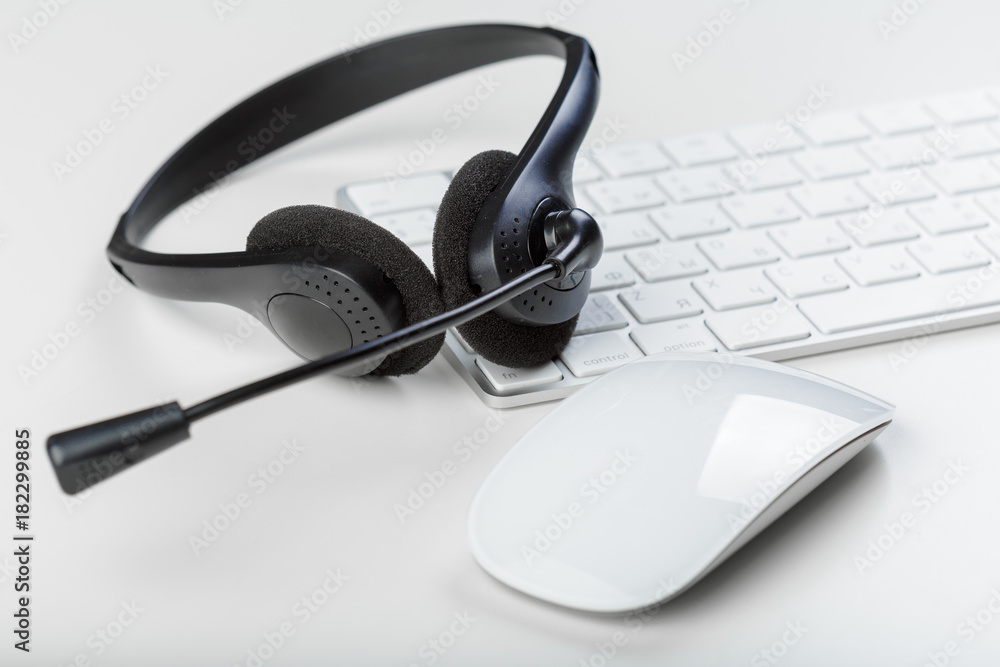 headset on keyboard computer laptop headset on keyboard computer laptop