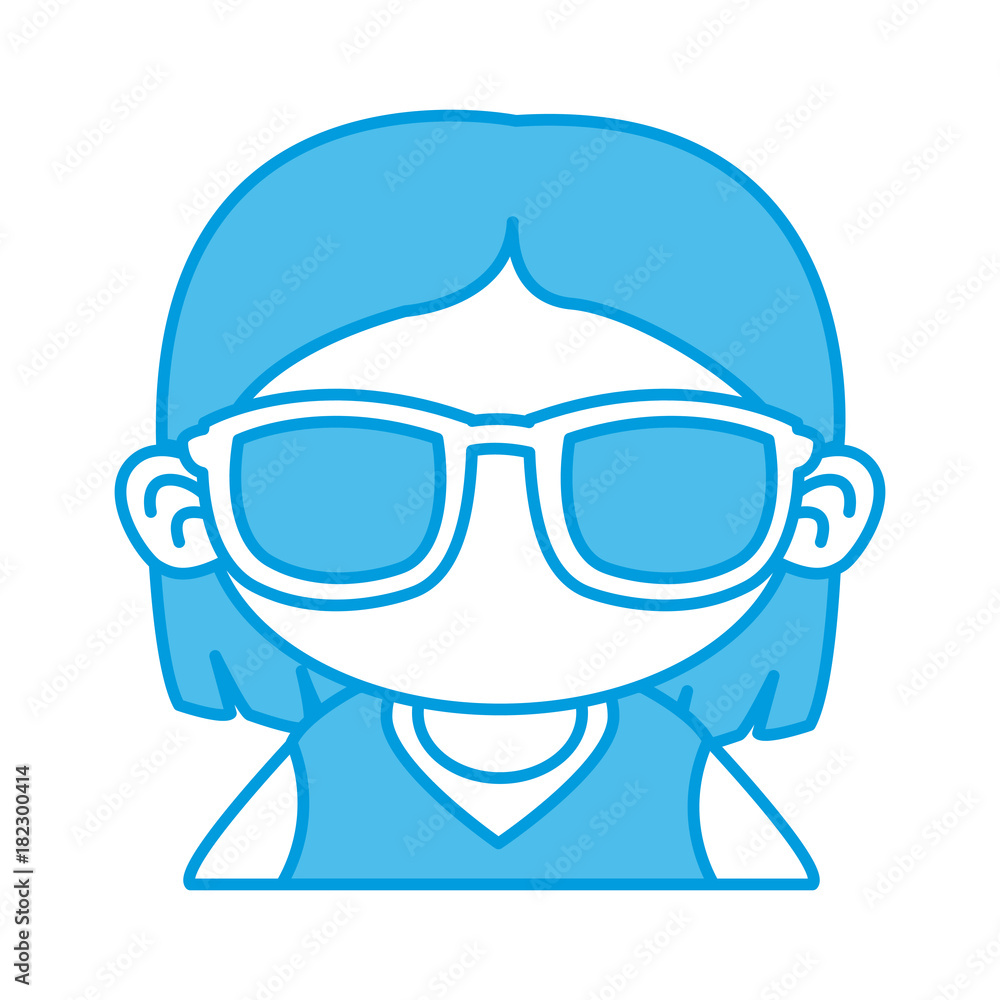 Cute girl with sunglasses cartoon