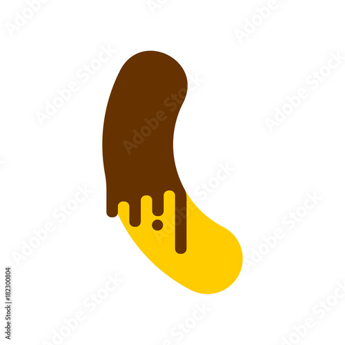 Banana in chocolate isolated. Dessert vector illustration