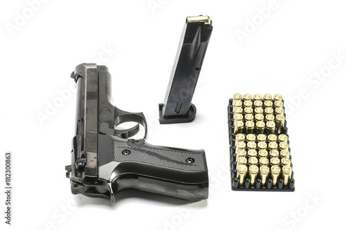 pistol  magazine bullets set isolated on white