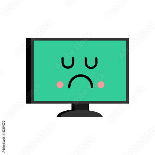 Sad computer emoji. sorrowful PC emotion. Vector illustration