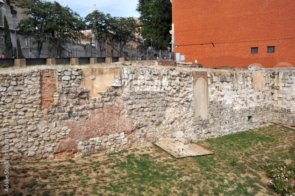 Remains of the Islamic wall in the center of Madrid.
