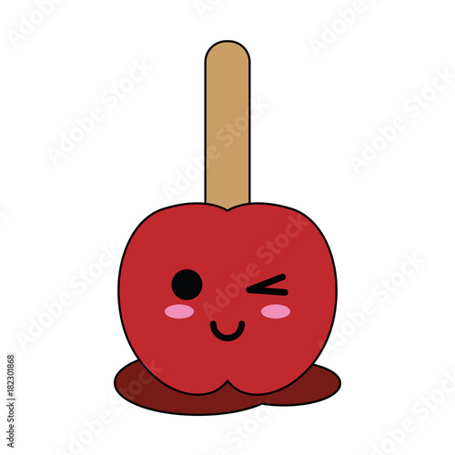 caramelized apple on stick cute kawaii cartoon