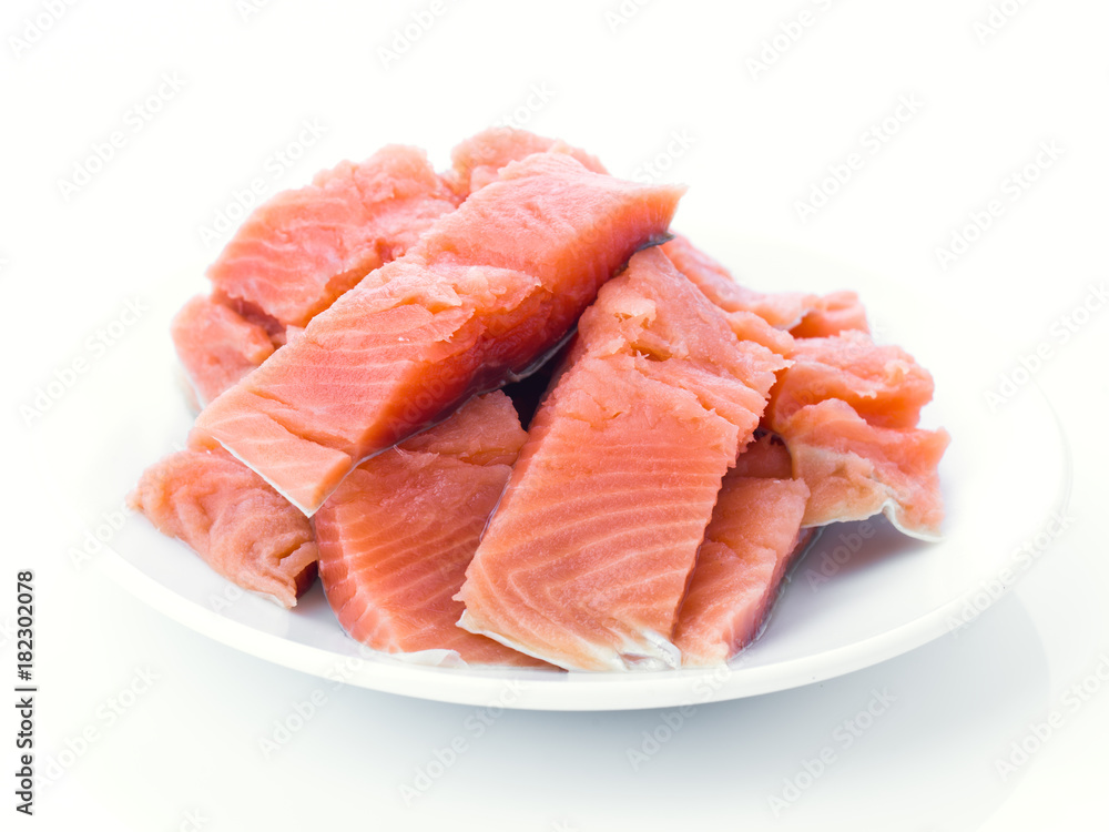 salmon dish cut to strips